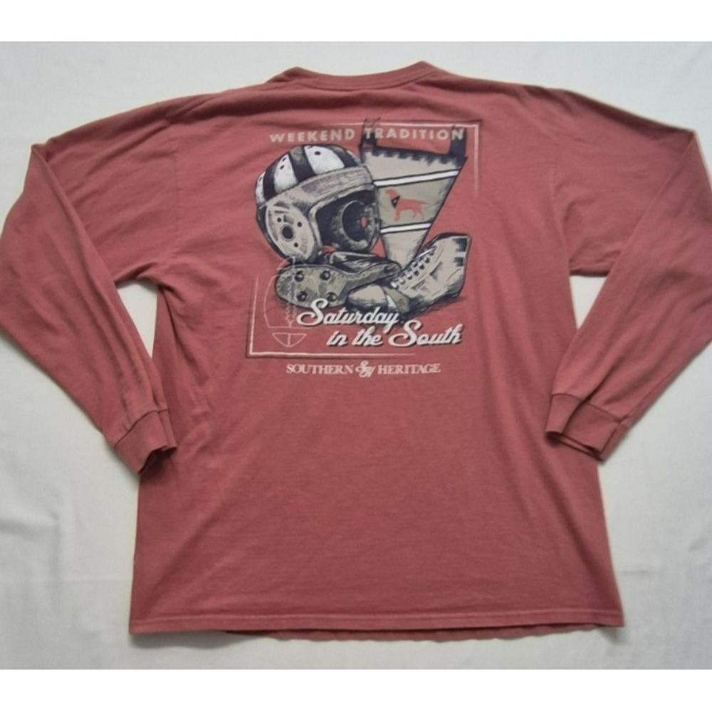 Southern Heritage men's pink long sleeve football weekend traditions t-shirt XL‎
